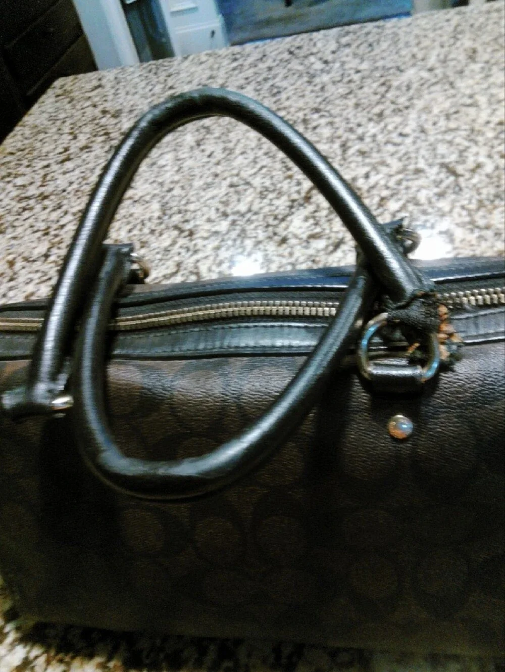 Coach Black Monogram Duffel Satchel L7 W 11